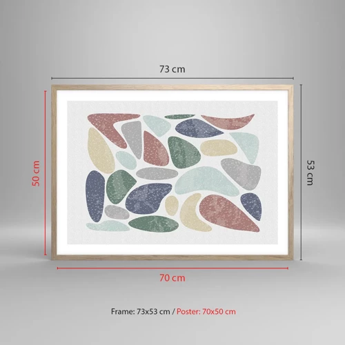 Plagát v ráme zo svetlého duba - Mozaika práškových farieb - 70x50 cm