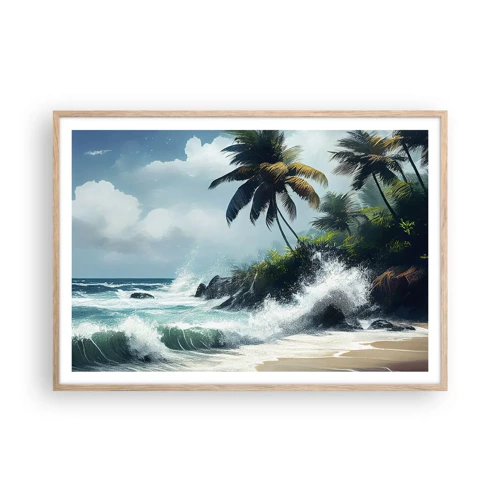 Plagát v ráme zo svetlého duba - Na tropickom pobreží - 100x70 cm