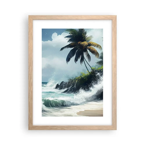 Plagát v ráme zo svetlého duba - Na tropickom pobreží - 30x40 cm