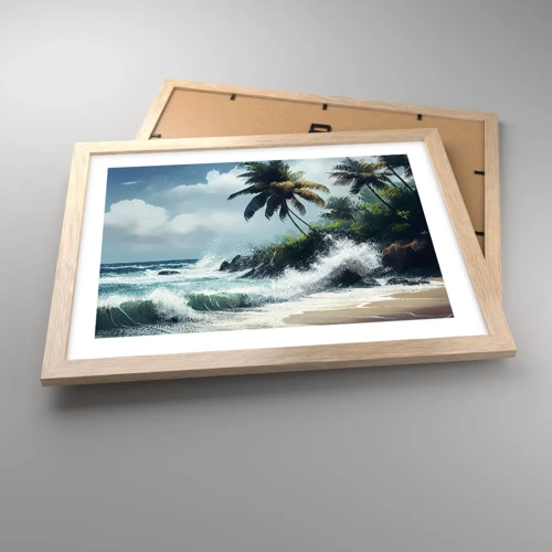 Plagát v ráme zo svetlého duba - Na tropickom pobreží - 40x30 cm