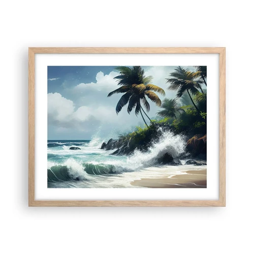 Plagát v ráme zo svetlého duba - Na tropickom pobreží - 50x40 cm
