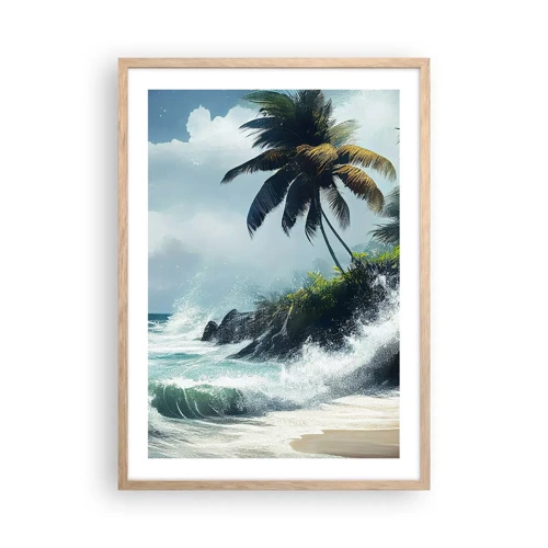 Plagát v ráme zo svetlého duba - Na tropickom pobreží - 50x70 cm