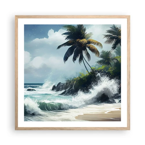 Plagát v ráme zo svetlého duba - Na tropickom pobreží - 60x60 cm