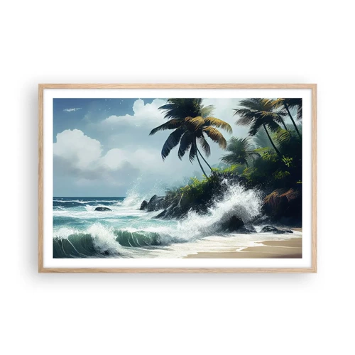 Plagát v ráme zo svetlého duba - Na tropickom pobreží - 91x61 cm
