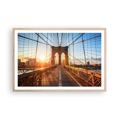 Plagát v ráme zo svetlého duba - Na zlatom moste - 91x61 cm