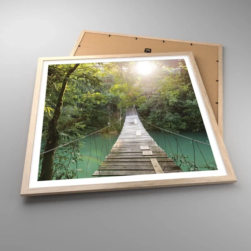Plagát v ráme zo svetlého duba - Nad azúrovou vodou do azúrového lesa - 60x60 cm
