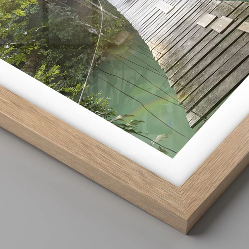 Plagát v ráme zo svetlého duba - Nad azúrovou vodou do azúrového lesa - 60x60 cm