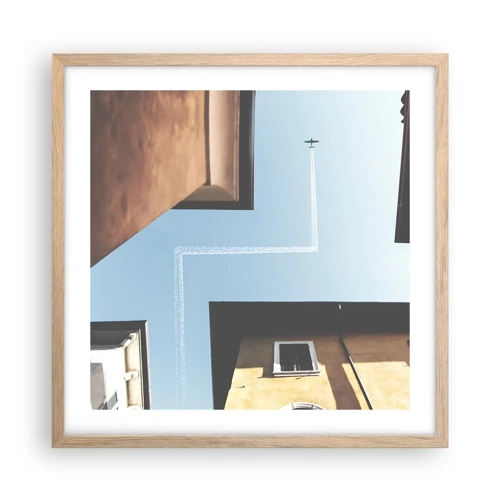 Plagát v ráme zo svetlého duba - Nad mestským labyrintom - 50x50 cm