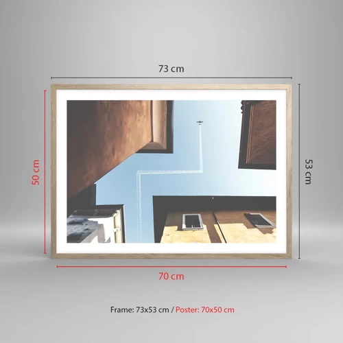Plagát v ráme zo svetlého duba - Nad mestským labyrintom - 70x50 cm