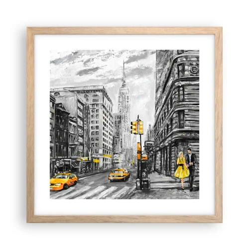 Plagát v ráme zo svetlého duba - Newyorský príbeh - 40x40 cm