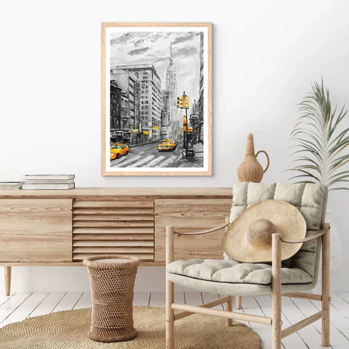 Plagát v ráme zo svetlého duba - Newyorský príbeh - 40x50 cm