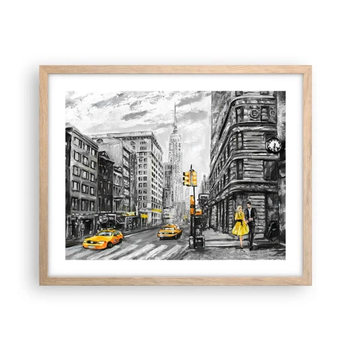 Plagát v ráme zo svetlého duba - Newyorský príbeh - 50x40 cm