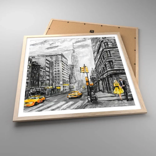 Plagát v ráme zo svetlého duba - Newyorský príbeh - 60x60 cm