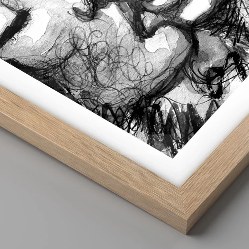 Plagát v ráme zo svetlého duba - Nežný okamih - 100x70 cm