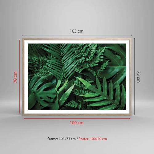 Plagát v ráme zo svetlého duba - Objaté v zeleni - 100x70 cm