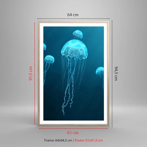 Plagát v ráme zo svetlého duba - Oceánsky tanec - 61x91 cm