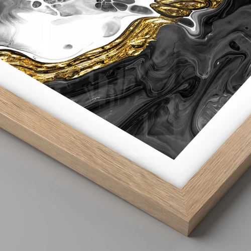 Plagát v ráme zo svetlého duba - Organická kompozícia - 50x50 cm