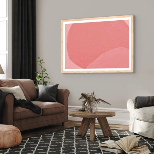 Plagát v ráme zo svetlého duba - Organická kompozícia v ružovej - 100x70 cm