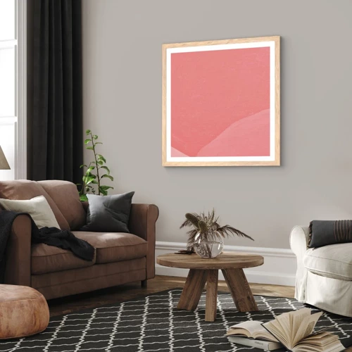 Plagát v ráme zo svetlého duba - Organická kompozícia v ružovej - 30x30 cm
