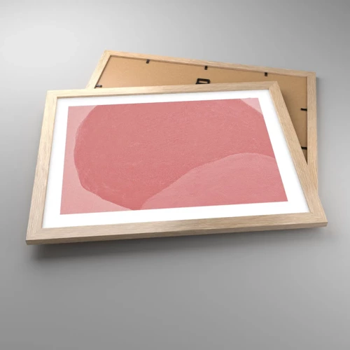 Plagát v ráme zo svetlého duba - Organická kompozícia v ružovej - 40x30 cm