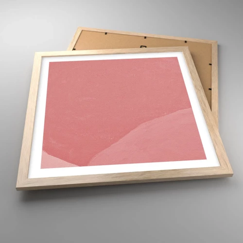 Plagát v ráme zo svetlého duba - Organická kompozícia v ružovej - 40x40 cm