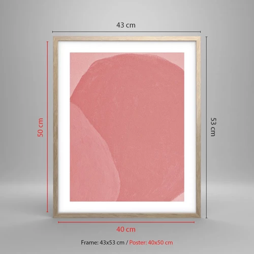 Plagát v ráme zo svetlého duba - Organická kompozícia v ružovej - 40x50 cm