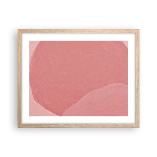 Plagát v ráme zo svetlého duba - Organická kompozícia v ružovej - 50x40 cm