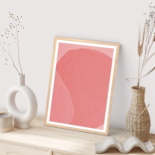Plagát v ráme zo svetlého duba - Organická kompozícia v ružovej - 50x70 cm