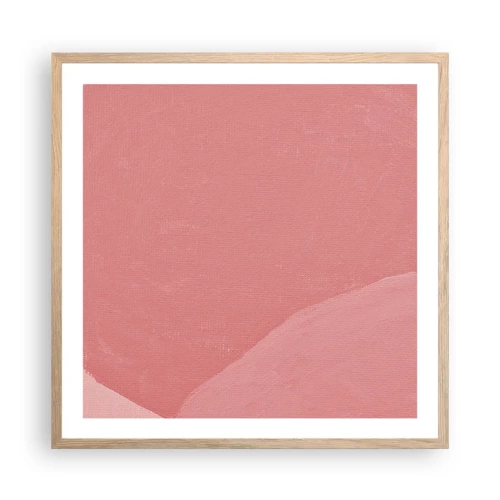 Plagát v ráme zo svetlého duba - Organická kompozícia v ružovej - 60x60 cm