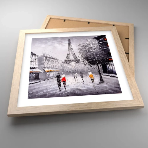 Plagát v ráme zo svetlého duba - Parížska prechádzka - 30x30 cm