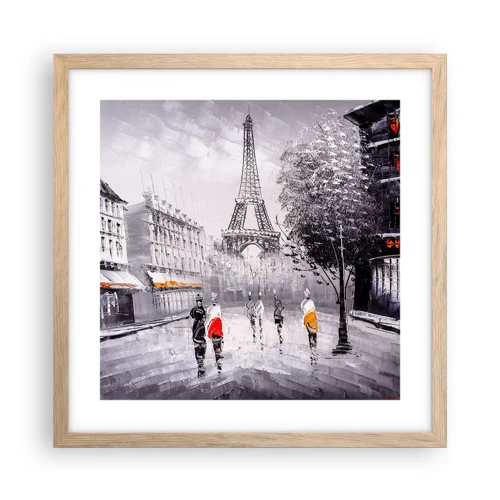 Plagát v ráme zo svetlého duba - Parížska prechádzka - 40x40 cm