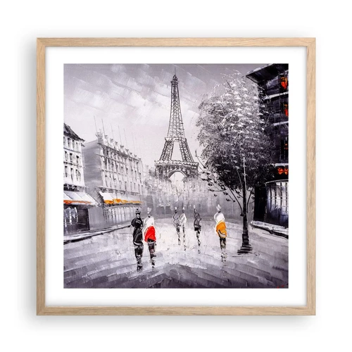 Plagát v ráme zo svetlého duba - Parížska prechádzka - 50x50 cm