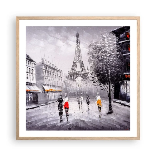 Plagát v ráme zo svetlého duba - Parížska prechádzka - 60x60 cm