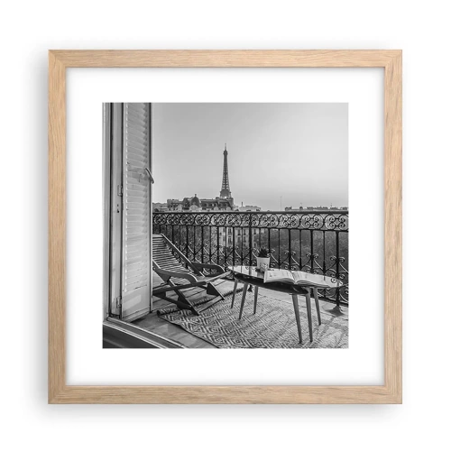 Plagát v ráme zo svetlého duba - Parížske popoludnie - 30x30 cm