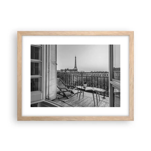 Plagát v ráme zo svetlého duba - Parížske popoludnie - 40x30 cm