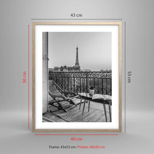 Plagát v ráme zo svetlého duba - Parížske popoludnie - 40x50 cm