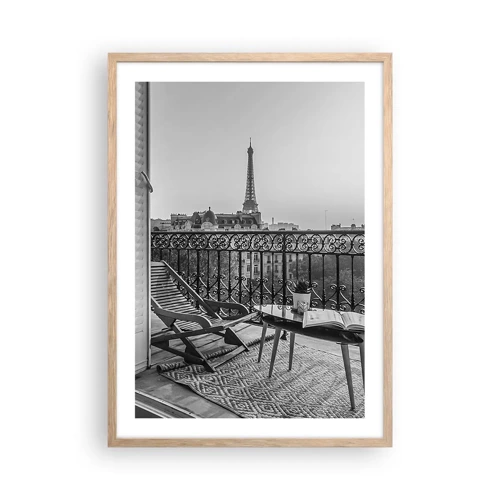 Plagát v ráme zo svetlého duba - Parížske popoludnie - 50x70 cm