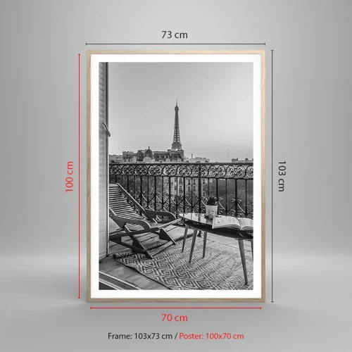 Plagát v ráme zo svetlého duba - Parížske popoludnie - 70x100 cm