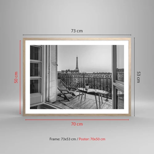 Plagát v ráme zo svetlého duba - Parížske popoludnie - 70x50 cm