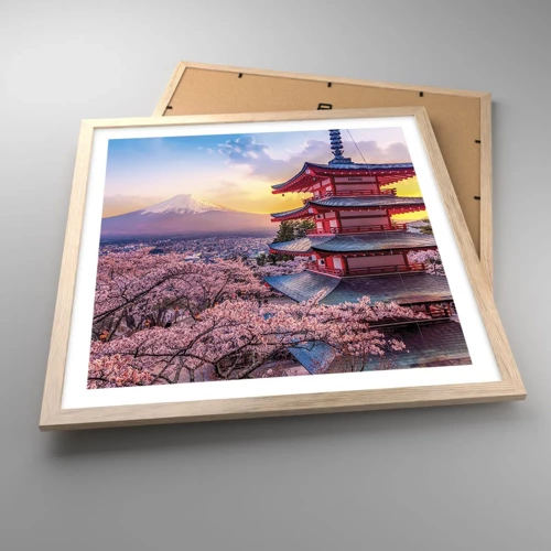 Plagát v ráme zo svetlého duba - Podstata japonského ducha - 50x50 cm