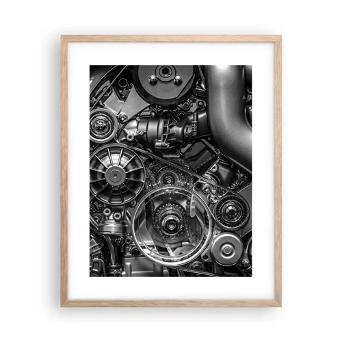 Plagát v ráme zo svetlého duba - Poézia mechaniky - 40x50 cm