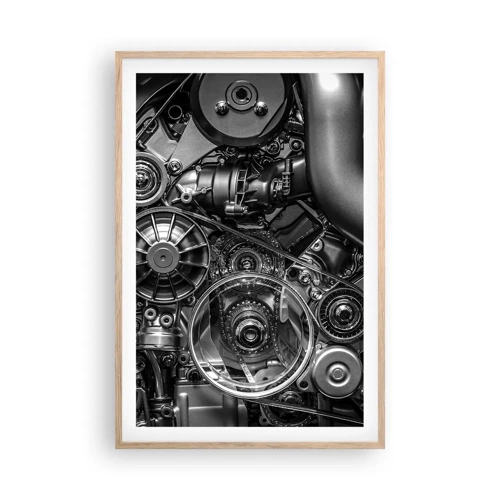 Plagát v ráme zo svetlého duba - Poézia mechaniky - 61x91 cm