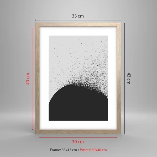 Plagát v ráme zo svetlého duba - Pohyb častíc - 30x40 cm