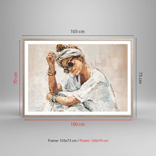 Plagát v ráme zo svetlého duba - Portrét v plnom slnku - 100x70 cm
