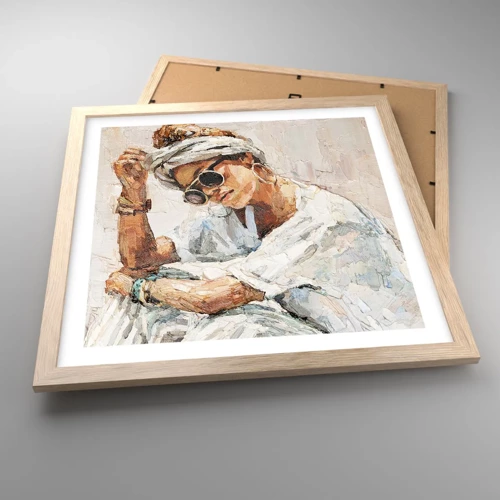 Plagát v ráme zo svetlého duba - Portrét v plnom slnku - 40x40 cm