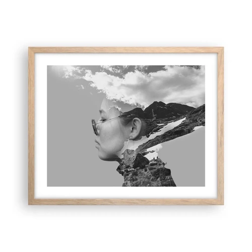 Plagát v ráme zo svetlého duba - Povznešený portrét v oblakoch - 50x40 cm