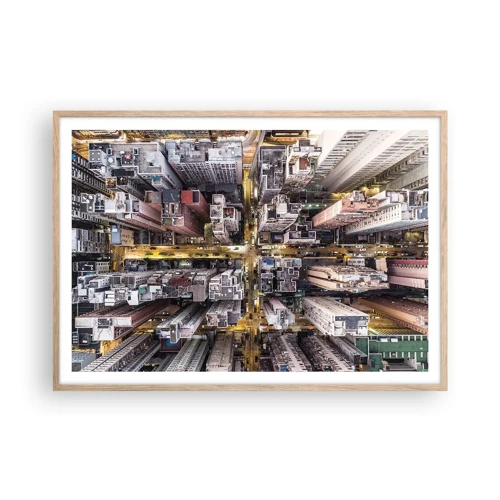 Plagát v ráme zo svetlého duba - Pozdrav z Hongkongu - 100x70 cm