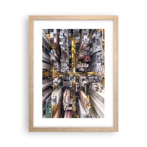 Plagát v ráme zo svetlého duba - Pozdrav z Hongkongu - 30x40 cm