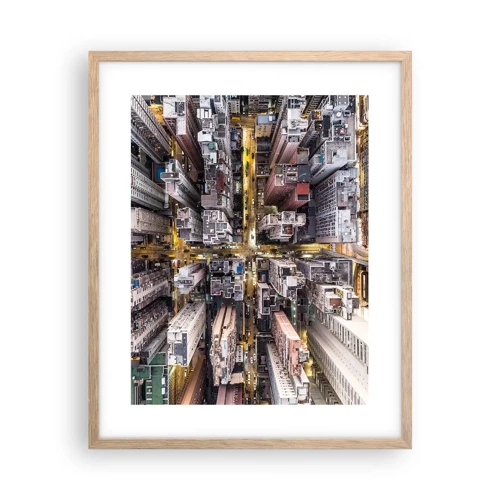 Plagát v ráme zo svetlého duba - Pozdrav z Hongkongu - 40x50 cm