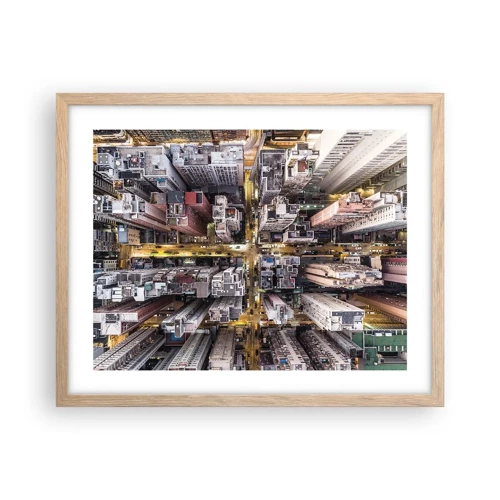 Plagát v ráme zo svetlého duba - Pozdrav z Hongkongu - 50x40 cm